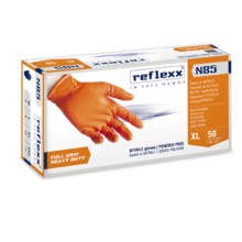 REFLEXX N85, перчатки нитриловые, сверхпрочные, оранжевые, размер L, упаковка 50 штук